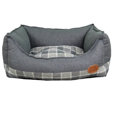 Grey check dog bed best sale