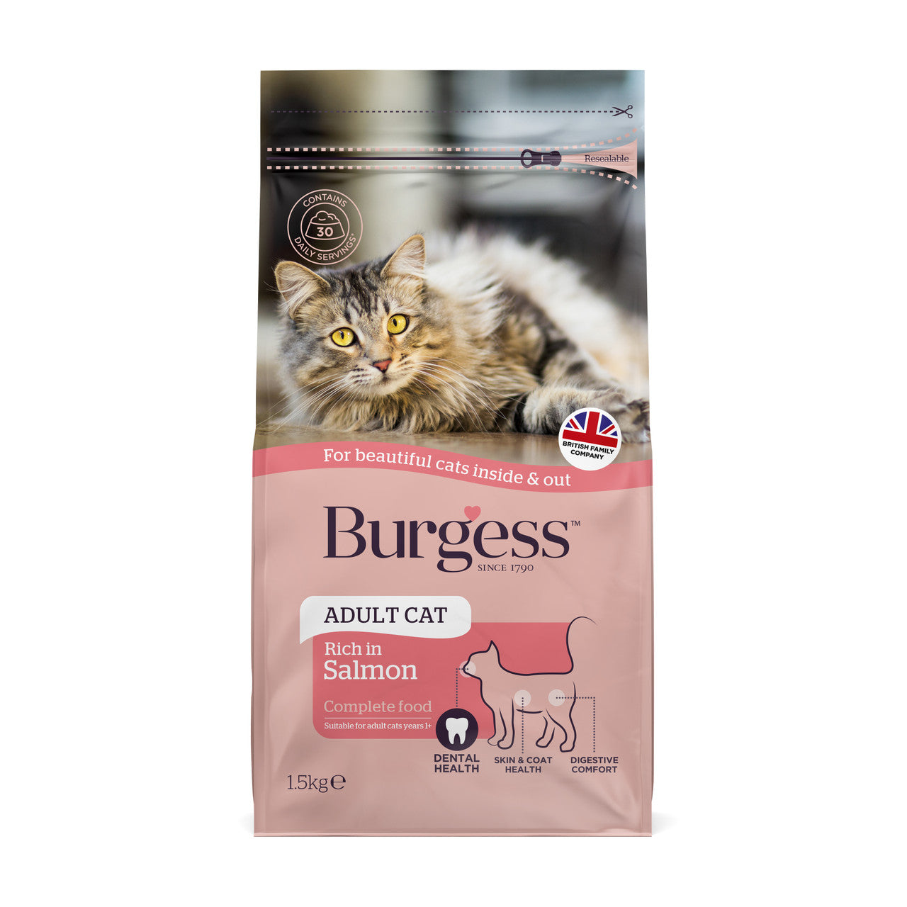 Burgess Adult Cat Rich in Salmon, 1.5kg