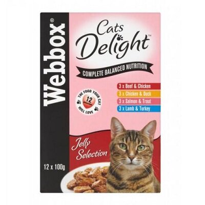 Webbox Cat Delight in Jelly Pouches 12x 100g