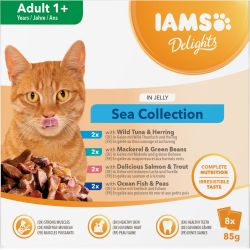 Iams Delights Adult Cat Sea Collection in Jelly 8pk, 85g