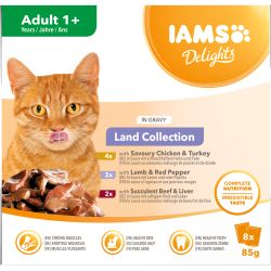 Iams Delights Adult Cat Land Collection in Gravy 8pk, 85g