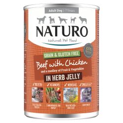 Naturo Adult Dog Grain & Gluten Free Beef with Chicken in Herb Jelly 390g 12 Pack