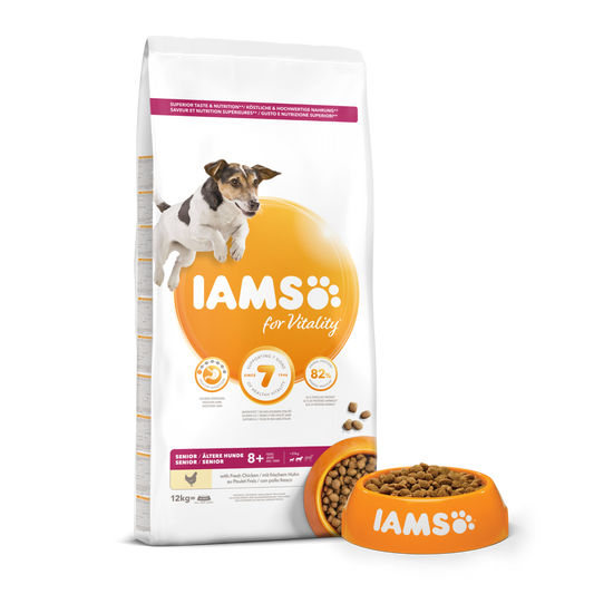 IAMS for Vitality Senior Small & Medium Dog Food with Fresh Chicken 12kg