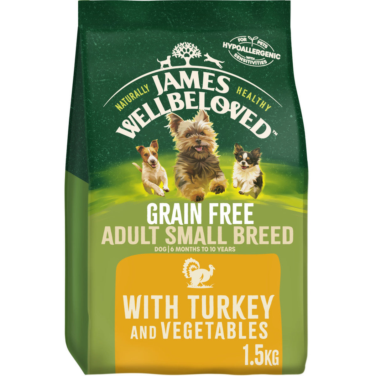 James Wellbeloved Grain Free Adult Small Breed Turkey & Veg 1.5kg