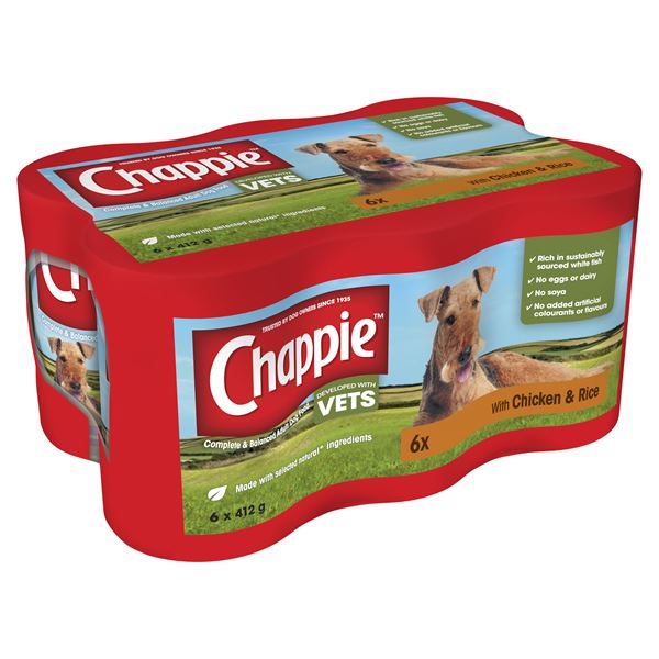 CHAPPIE Dog Cans Chicken & Rice 6 Pack