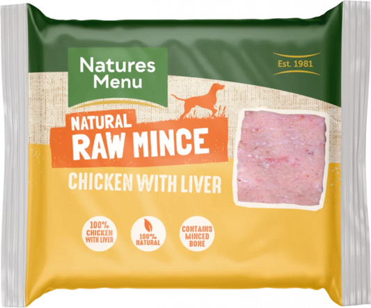 Natures Menu Chicken & Liver Mince 400g - Frozen