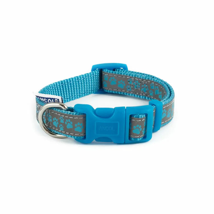 Ancol Collar Reflective Paw Blue 20-30cm