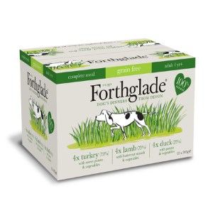 Forthglade Complete Meal Grain Free Adult Multicase 12 Pack (Turkey, Lamb, Duck), 395g