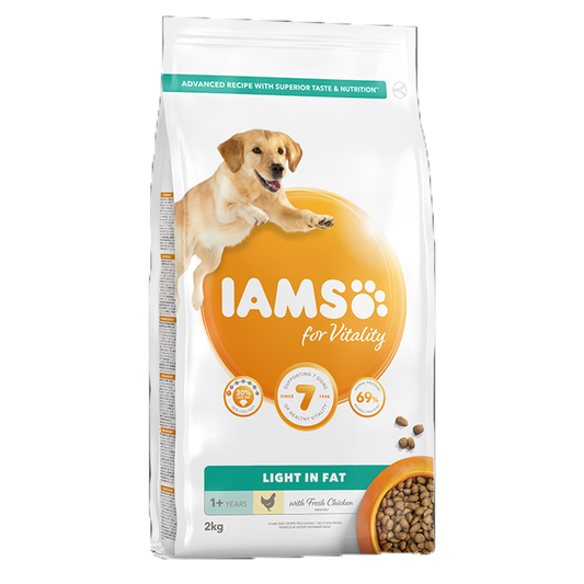 IAMS for Vitality Light in fat Dog food with Fresh Chicken 2kg