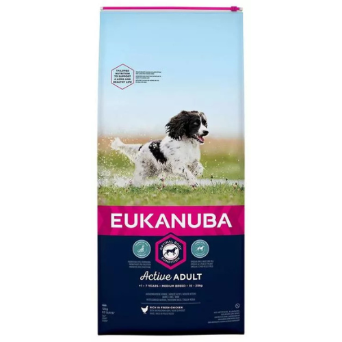 EUKANUBA Active Adult Medium Breed rich in fresh chicken, 12kg