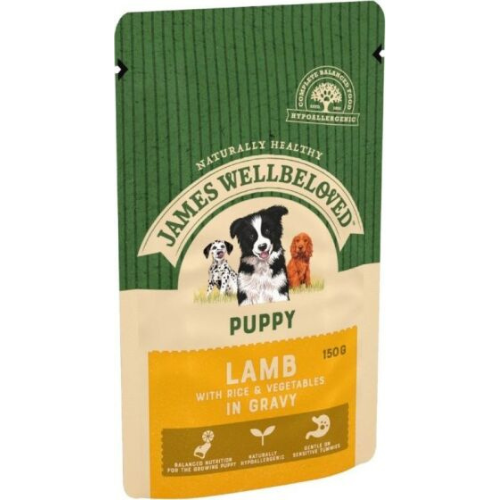 James Wellbeloved Puppy Dog Food Pouches Lamb in Gravy 150g - Single