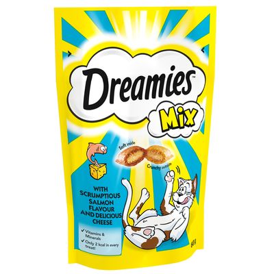 Dreamies Mix Cat Treats with Scrumptious Salmon & Delicious Cheese 60g