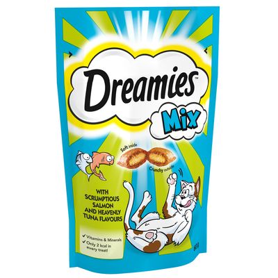 Dreamies Mix Cat Treats with Scrumptious Salmon & Heavenly Tuna 60g