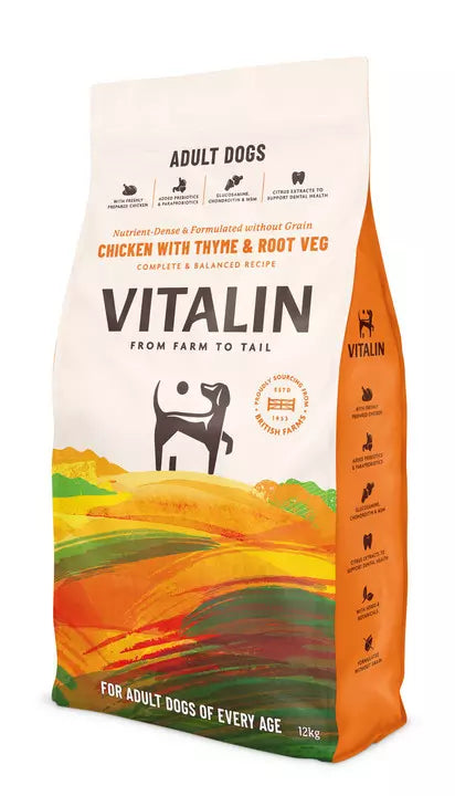 Vitalin Adult Dog Chicken with Thyme & Root Veg, 12kg